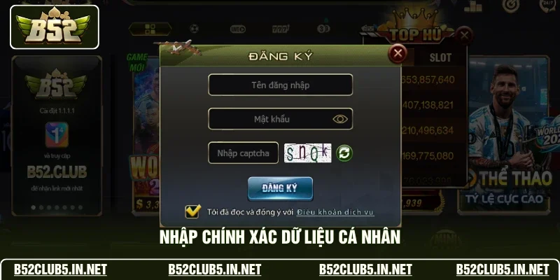 Nhập chính xác dữ liệu cá nhân